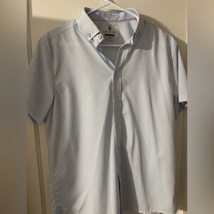 Report Blue and White Casual Button Down Shirt